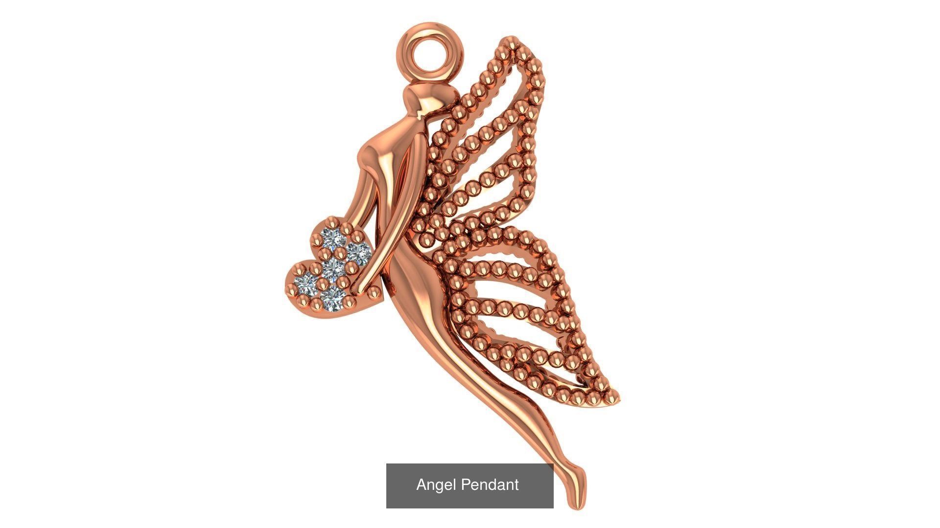 33 Angel Charm Pendant Necklace  3D Model Collection_9