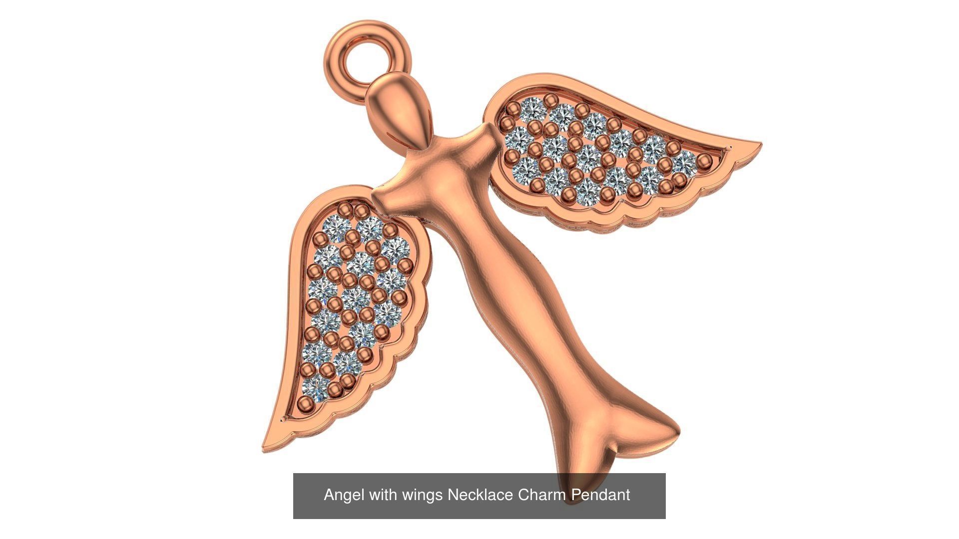33 Angel Charm Pendant Necklace  3D Model Collection_2