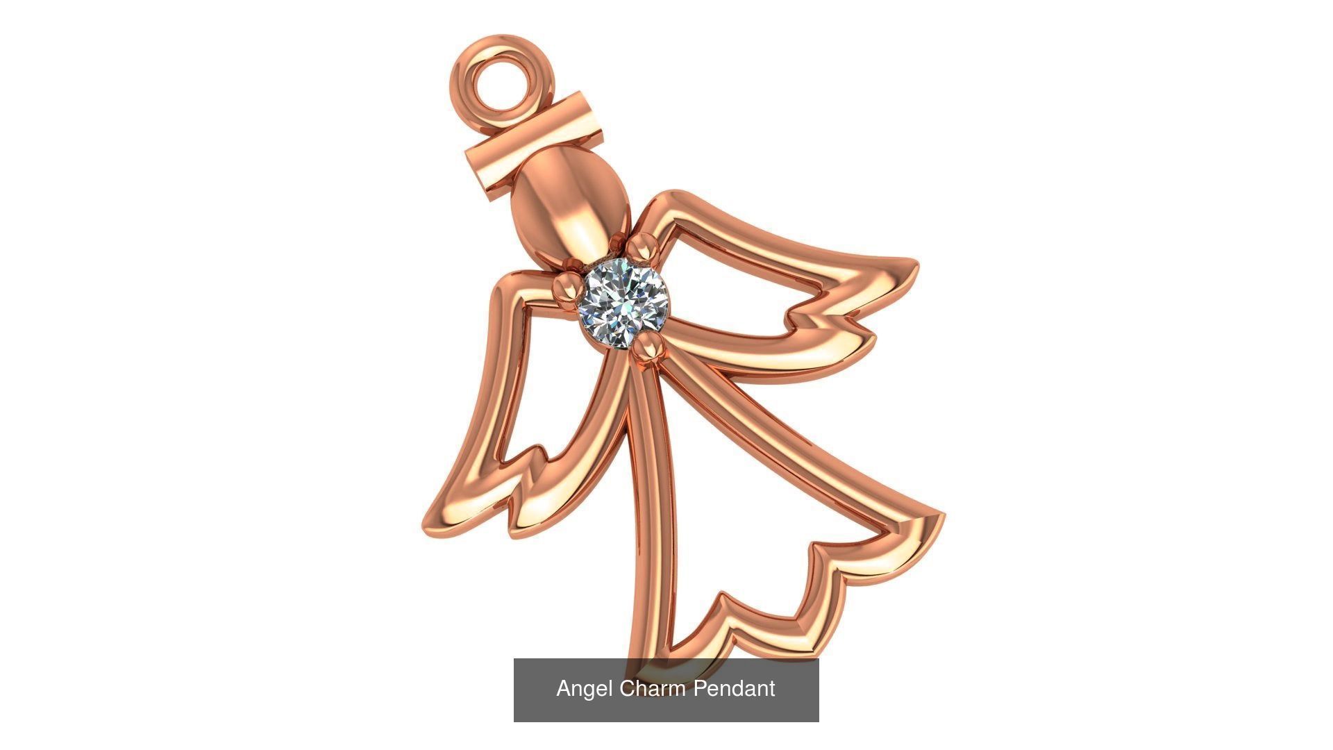 33 Angel Charm Pendant Necklace  3D Model Collection_10