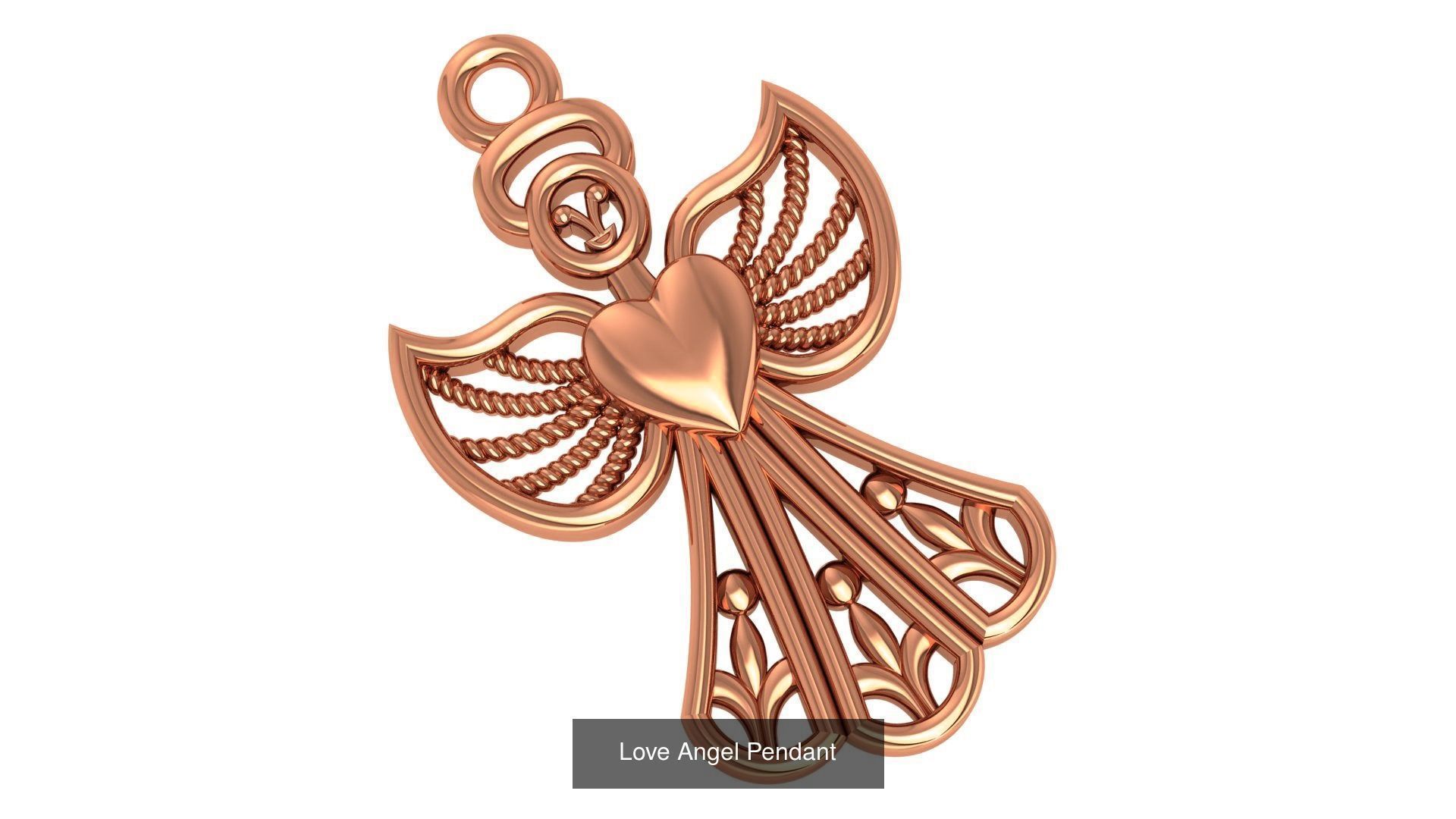 33 Angel Charm Pendant Necklace  3D Model Collection_21
