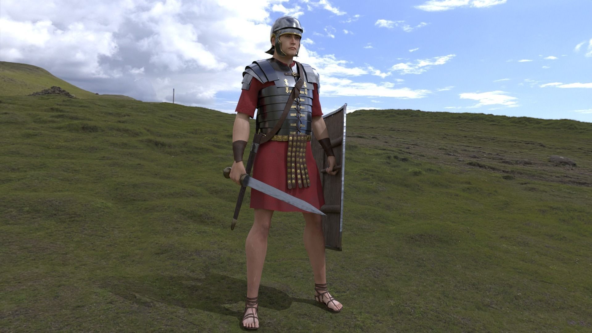 Roman Legionary Low-poly 3D model_5