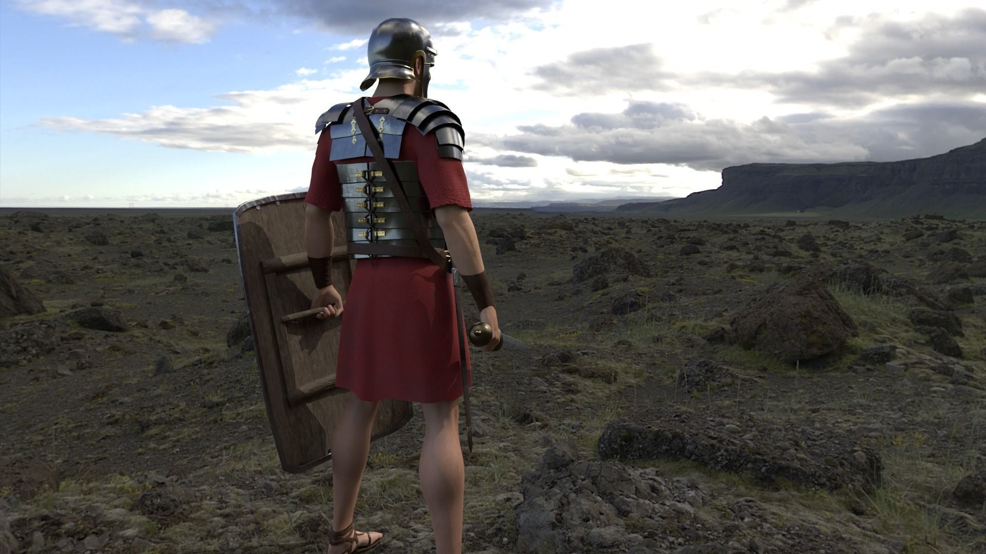 Roman Legionary Low-poly 3D model_6