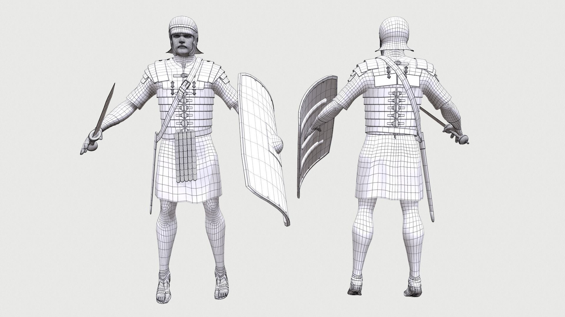 Roman Legionary Low-poly 3D model_15