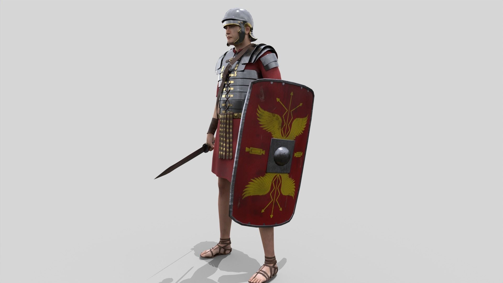 Roman Legionary Low-poly 3D model_7