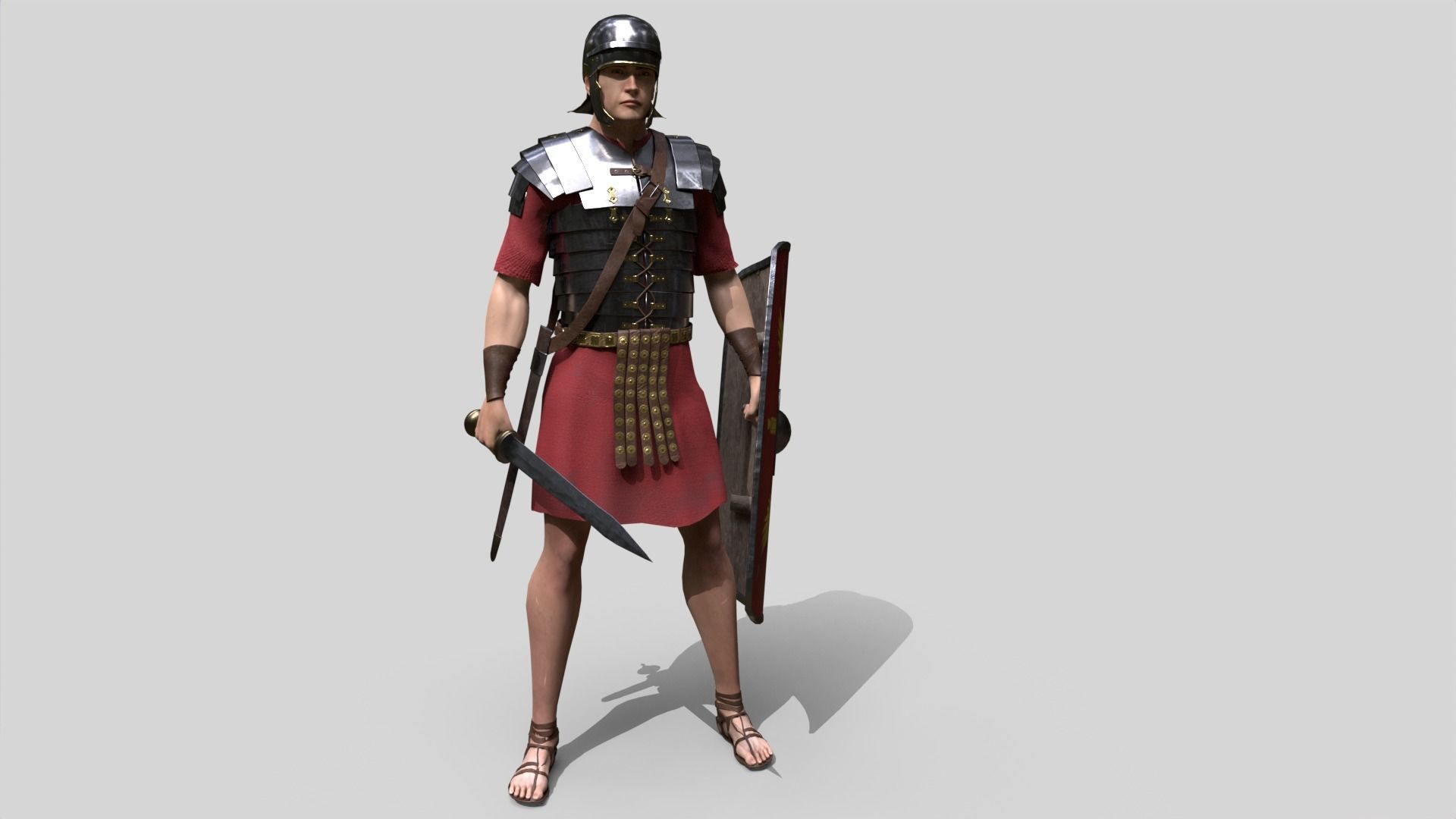 Roman Legionary Low-poly 3D model_12
