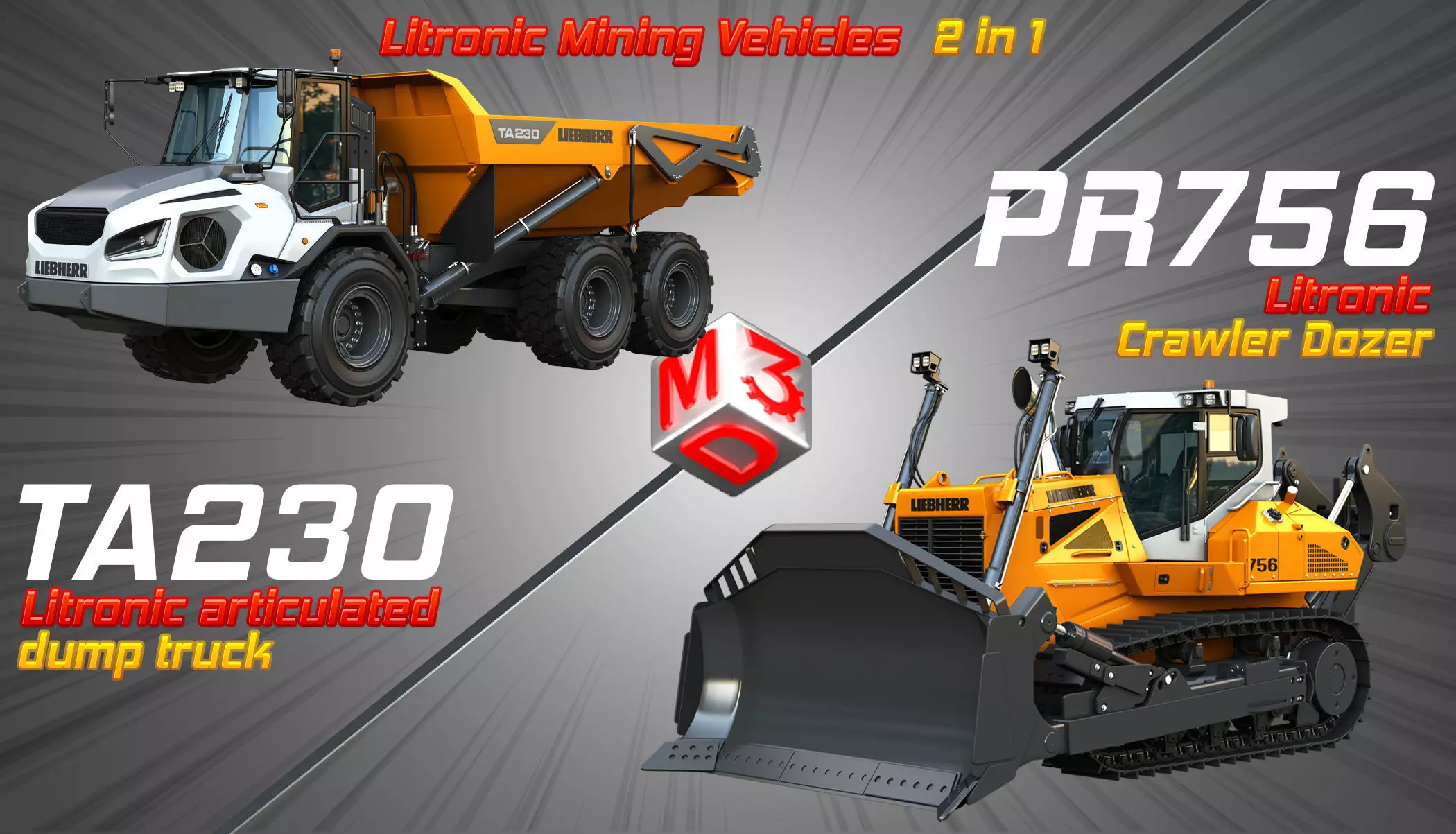 TA230  - PR756 Industrial Vehicles  2 in 1 3D Model Collection_0