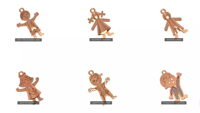 6 Kids Charm Necklace Pendant 