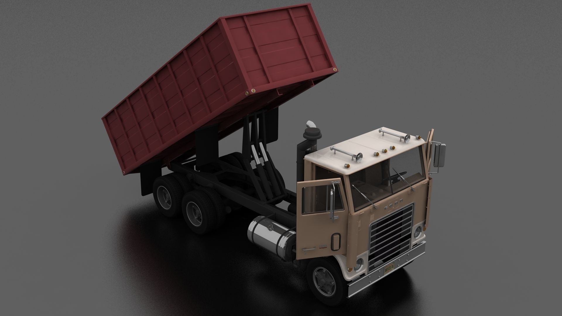 W-Series WT-9000 Grain Truck 1972 Low-poly 3D model_9