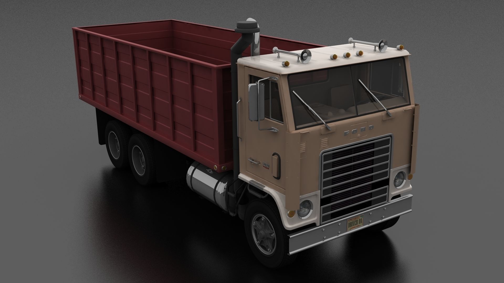 W-Series WT-9000 Grain Truck 1972 Low-poly 3D model_7