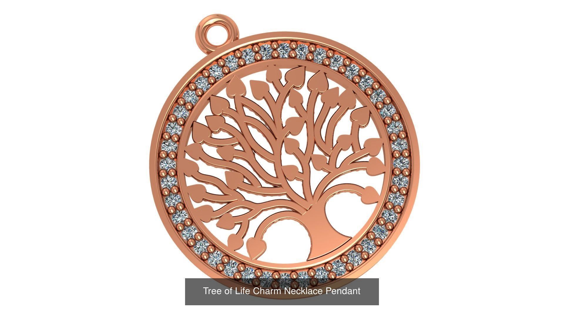 11 Tree of Life Charm Necklace Pendant  3D Model Collection_9