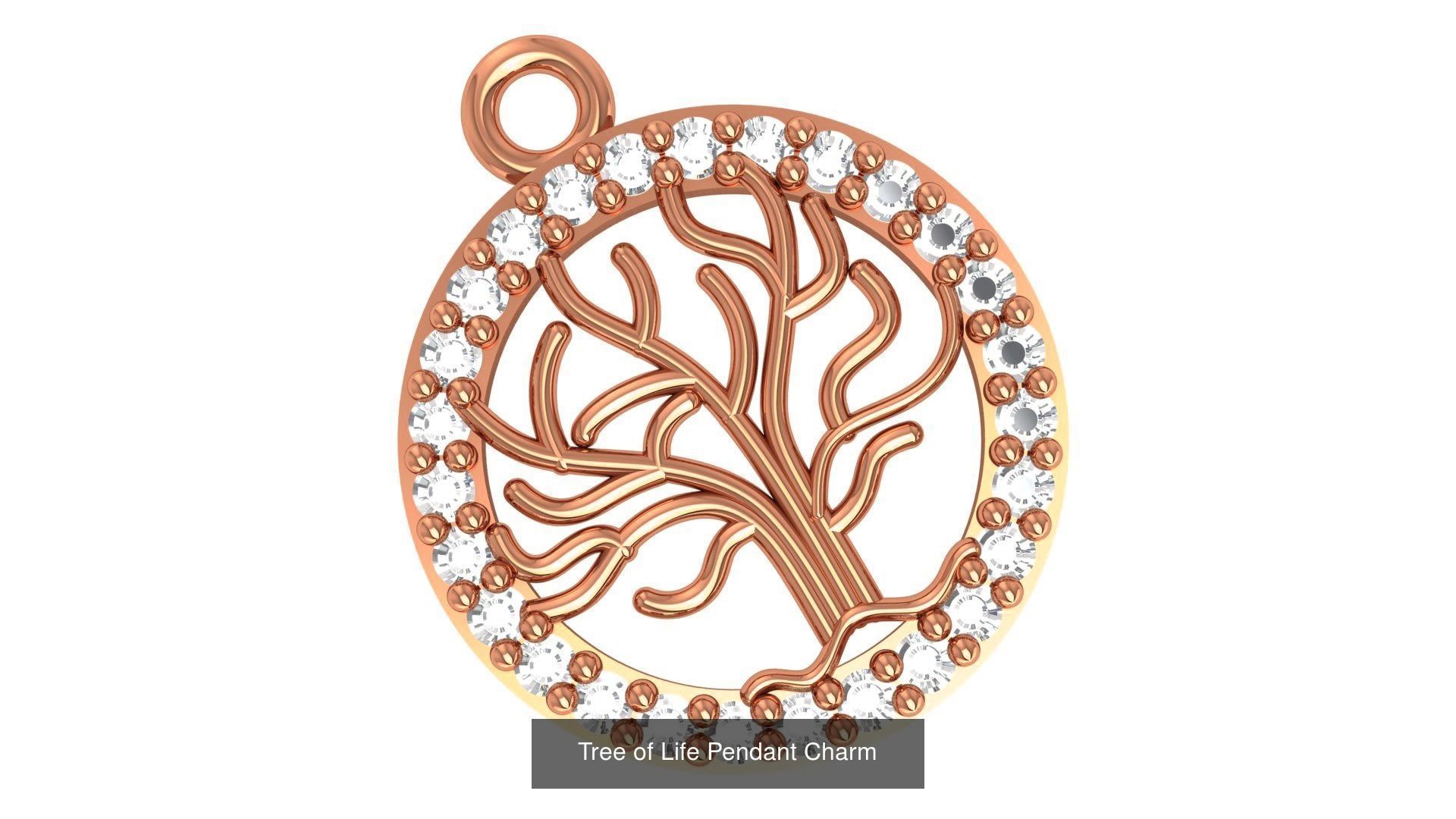 11 Tree of Life Charm Necklace Pendant  3D Model Collection_7