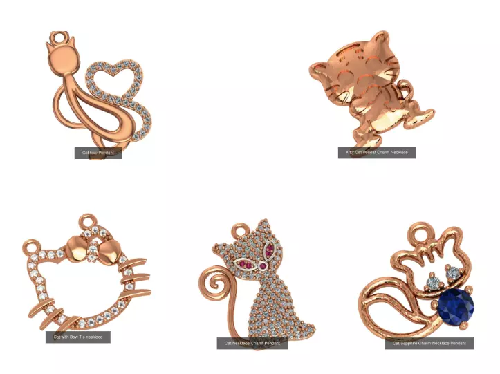 5  Cat Pendant Charm Pendant Necklace  3D Model Collection_0