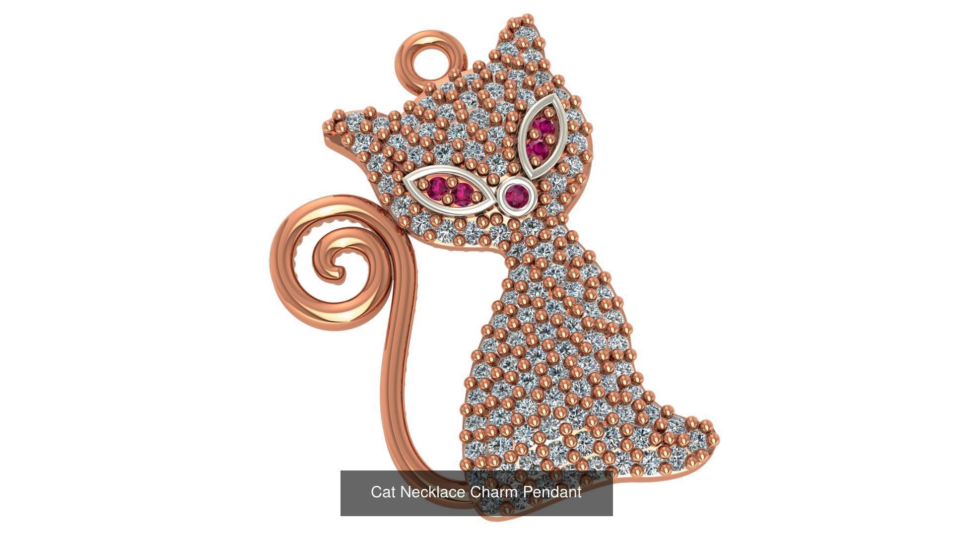 5  Cat Pendant Charm Pendant Necklace  3D Model Collection_3