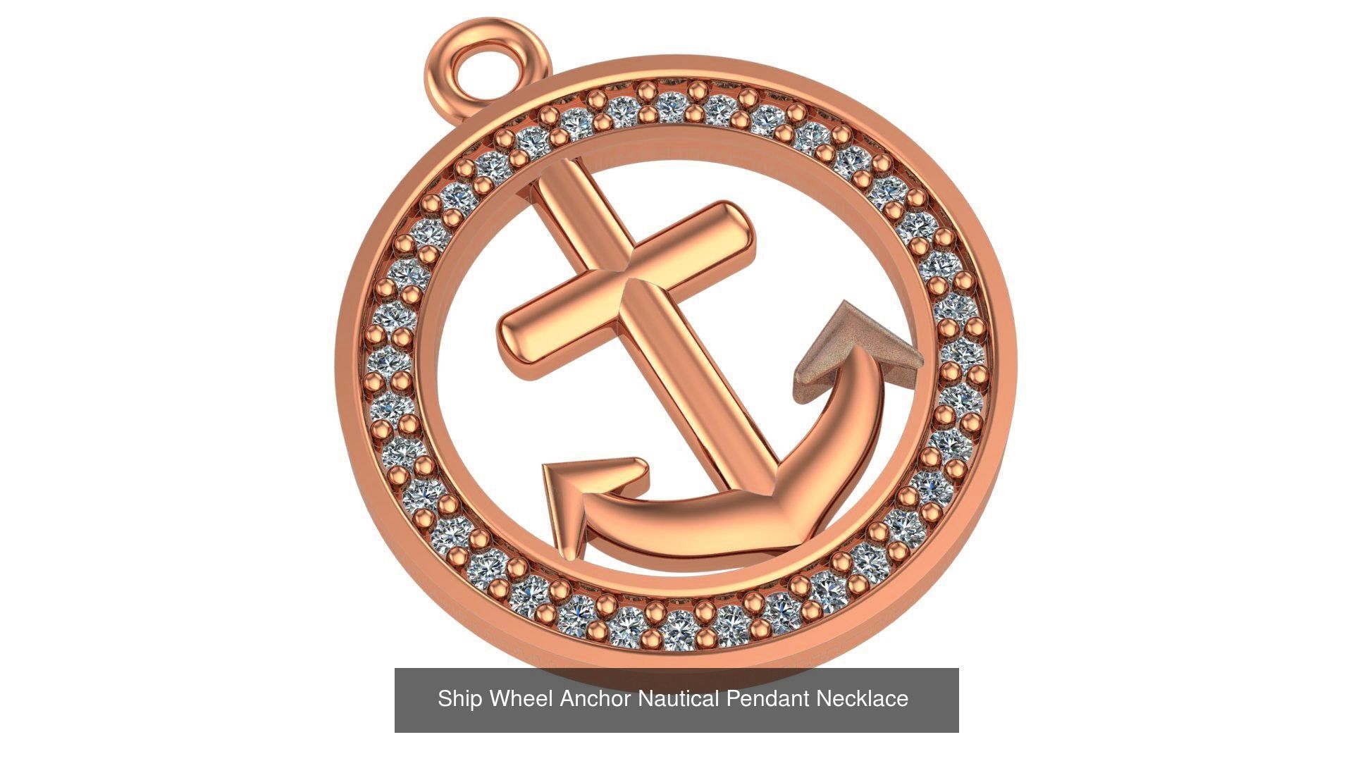 5 Ship Wheel Anchor Nautical Charm Pendant Necklace 3D Model Collection_1