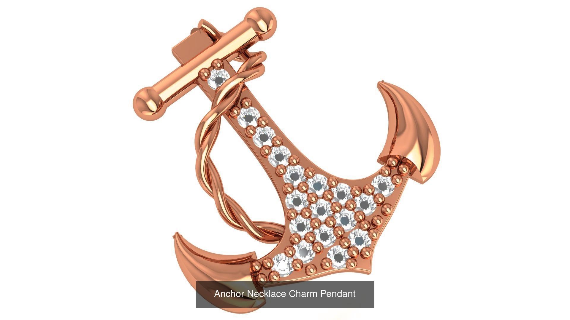 5 Ship Wheel Anchor Nautical Charm Pendant Necklace 3D Model Collection_3