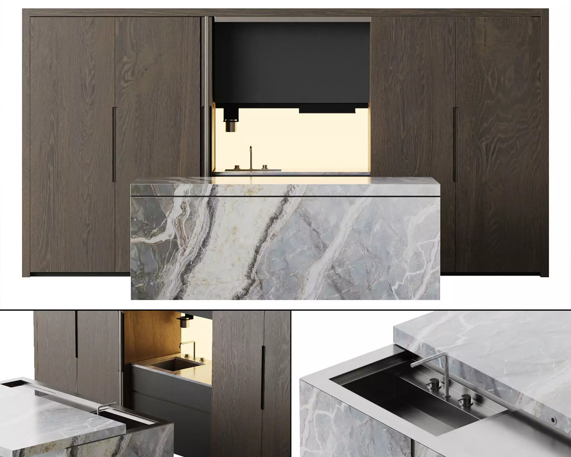 Kitchen with island by Nero Cucine 3D model
