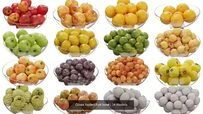Glass footed fruit bowl 3D Model Collection