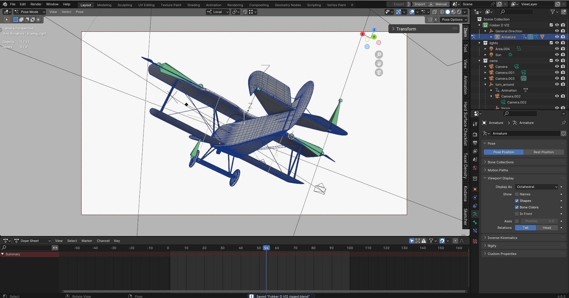 Fokker D Vii Rigged With Control Panel Colors 3D model_12