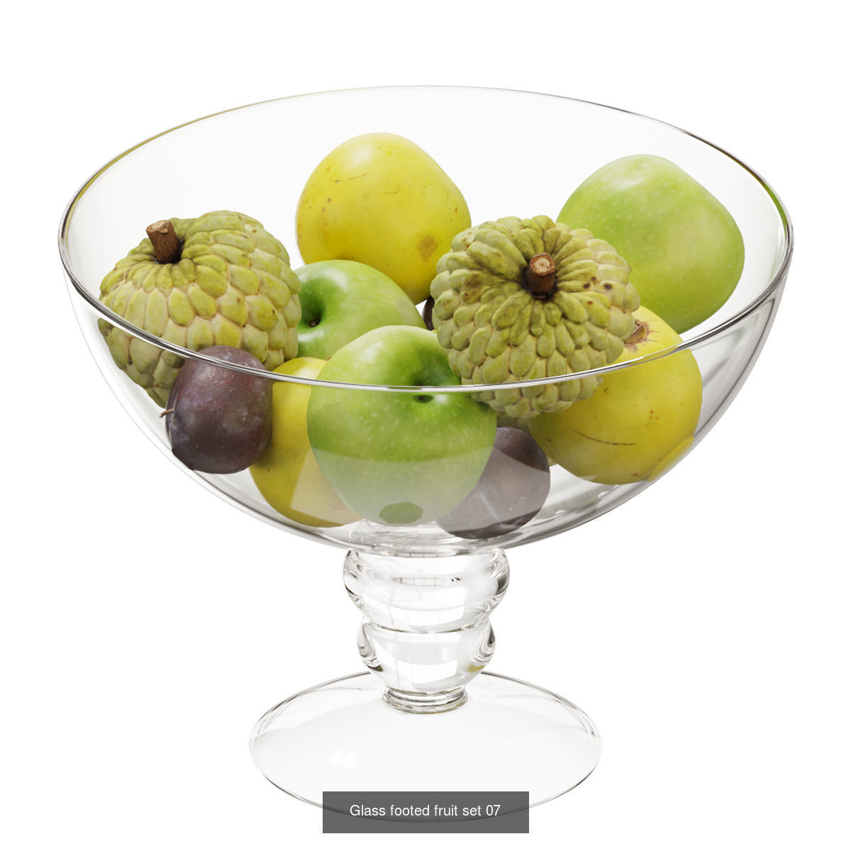 Glass footed fruit 3D Model Collection_9