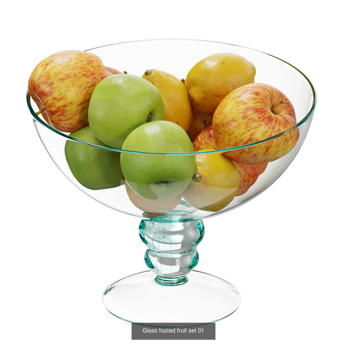 Glass footed fruit 3D Model Collection_3