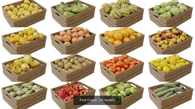 Fruit Crates  3D Model Pack 3