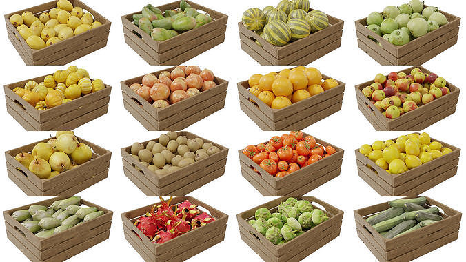 Fruit Crates  3D Model Pack 2