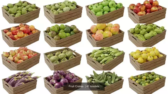 Fruit Crates  3D Model Collection