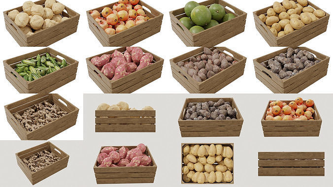 Fruit Crates  3D Model Pack 4