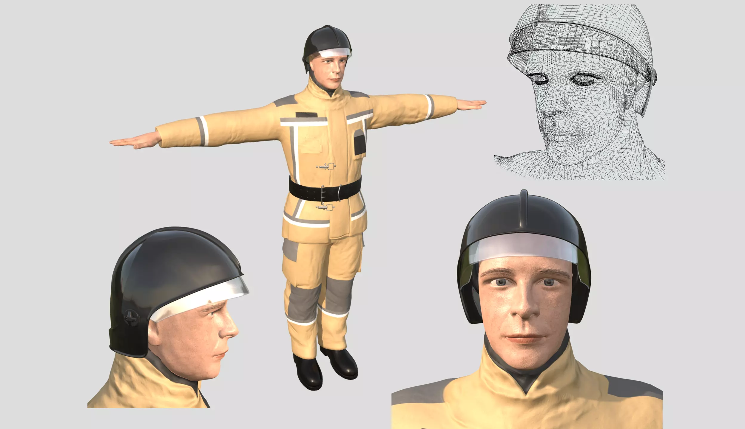 firefighter costume orange Low-poly 3D model_0