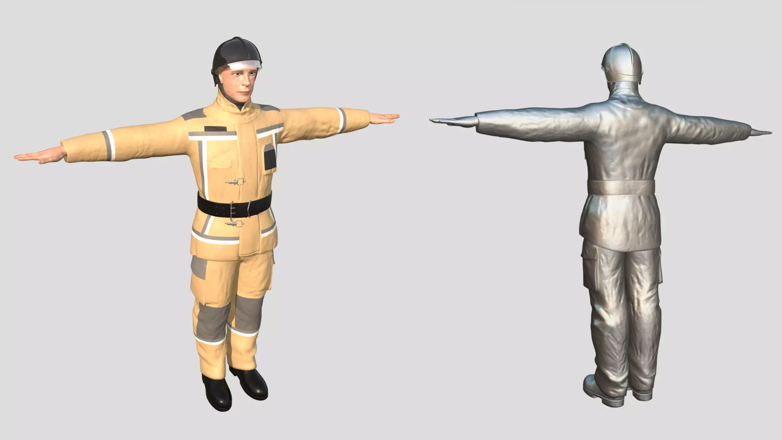 firefighter costume orange Low-poly 3D model_1