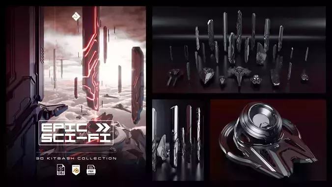 Epic Sci-Fi - Sci Fi Building Assets Blender 3D Kitbash Pack   3D model