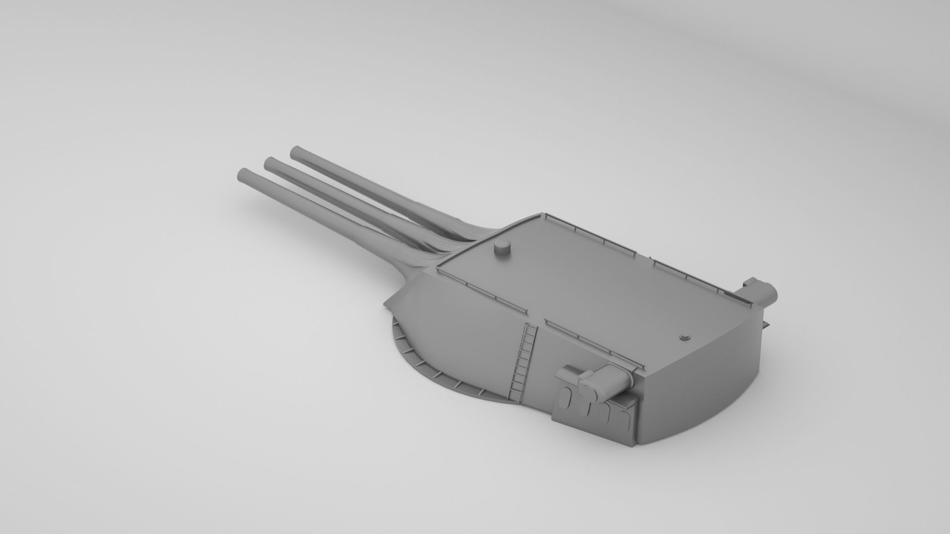 14 inch - 356mm 45 Mk8 Triple Turret Naval Gun USS Arizona 3D model_7