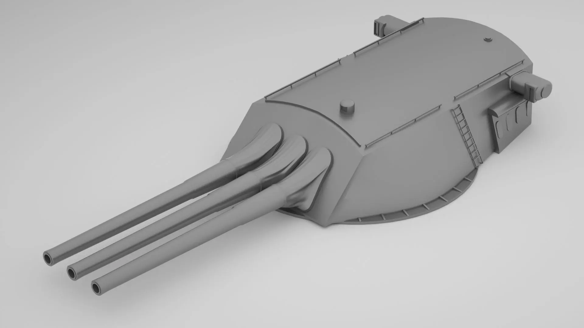 14 inch - 356mm 45 Mk8 Triple Turret Naval Gun USS Arizona 3D model_0