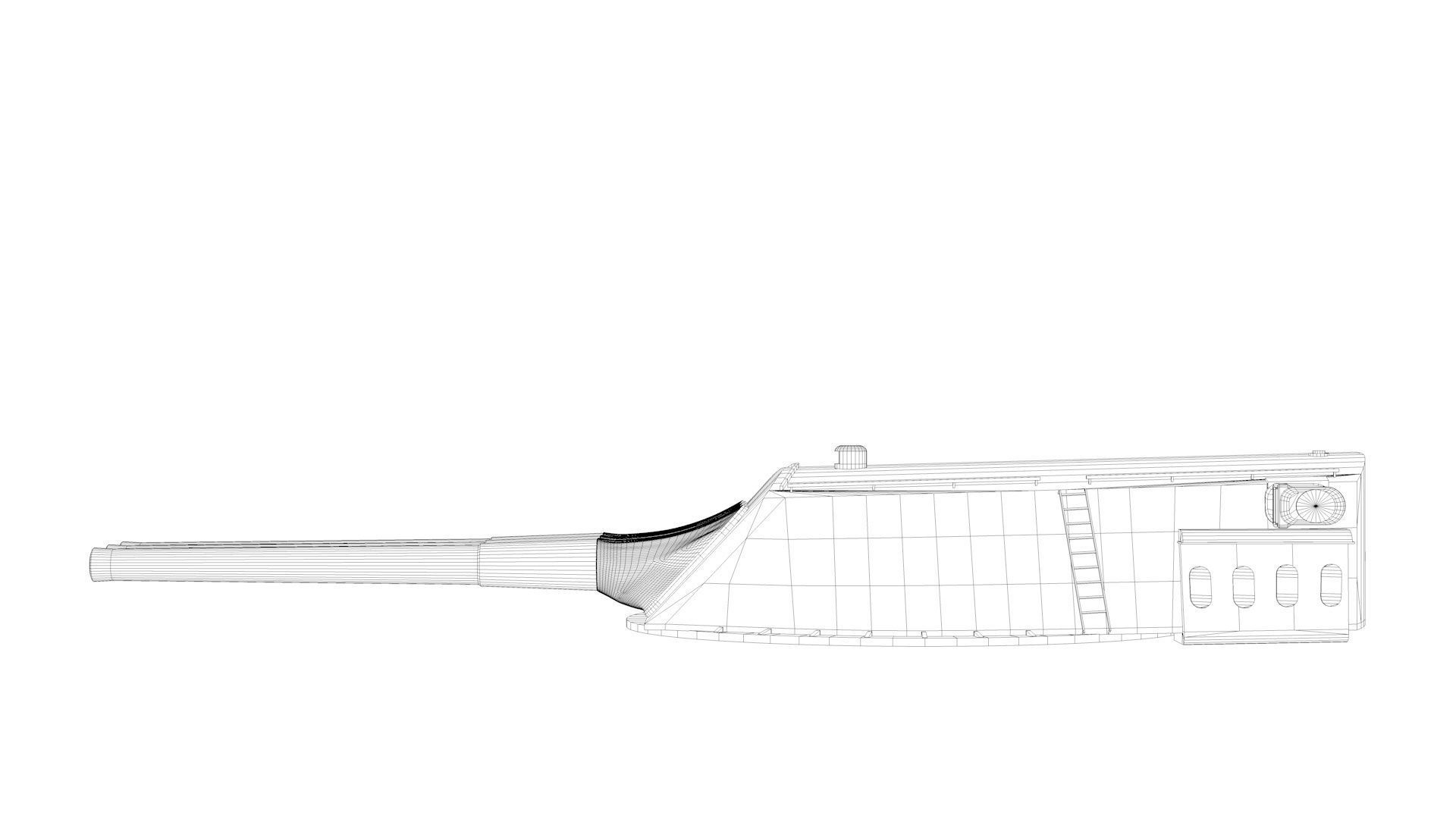 14 inch - 356mm 45 Mk8 Triple Turret Naval Gun USS Arizona 3D model_10