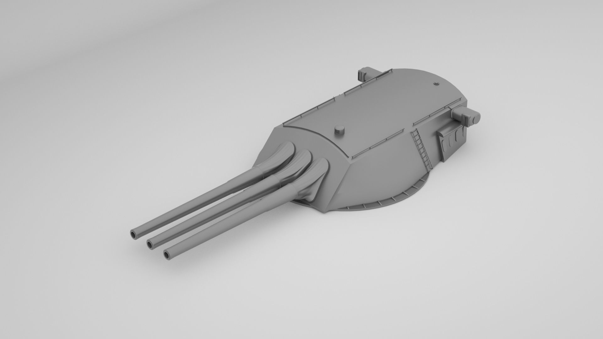 14 inch - 356mm 45 Mk8 Triple Turret Naval Gun USS Arizona 3D model_2