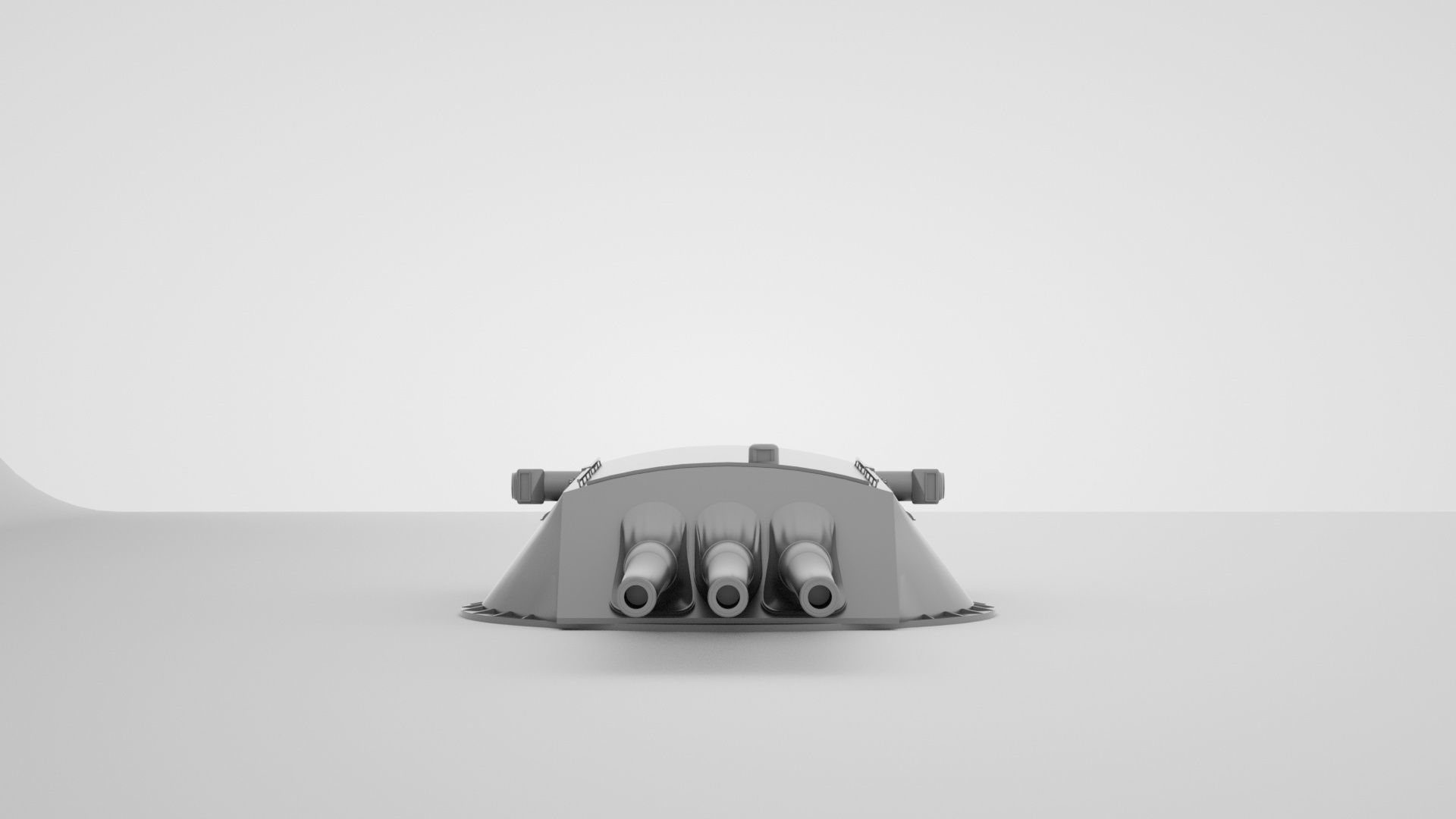 14 inch - 356mm 45 Mk8 Triple Turret Naval Gun USS Arizona 3D model_5