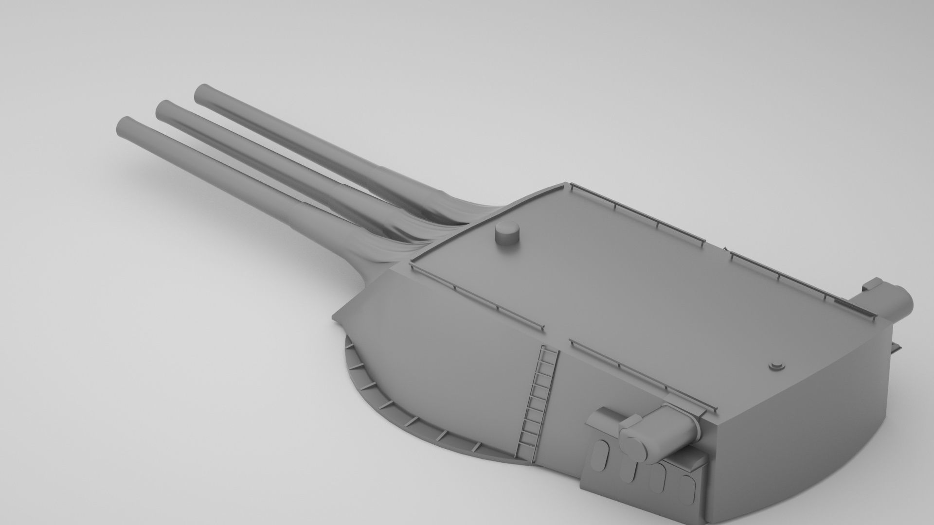 14 inch - 356mm 45 Mk8 Triple Turret Naval Gun USS Arizona 3D model_1