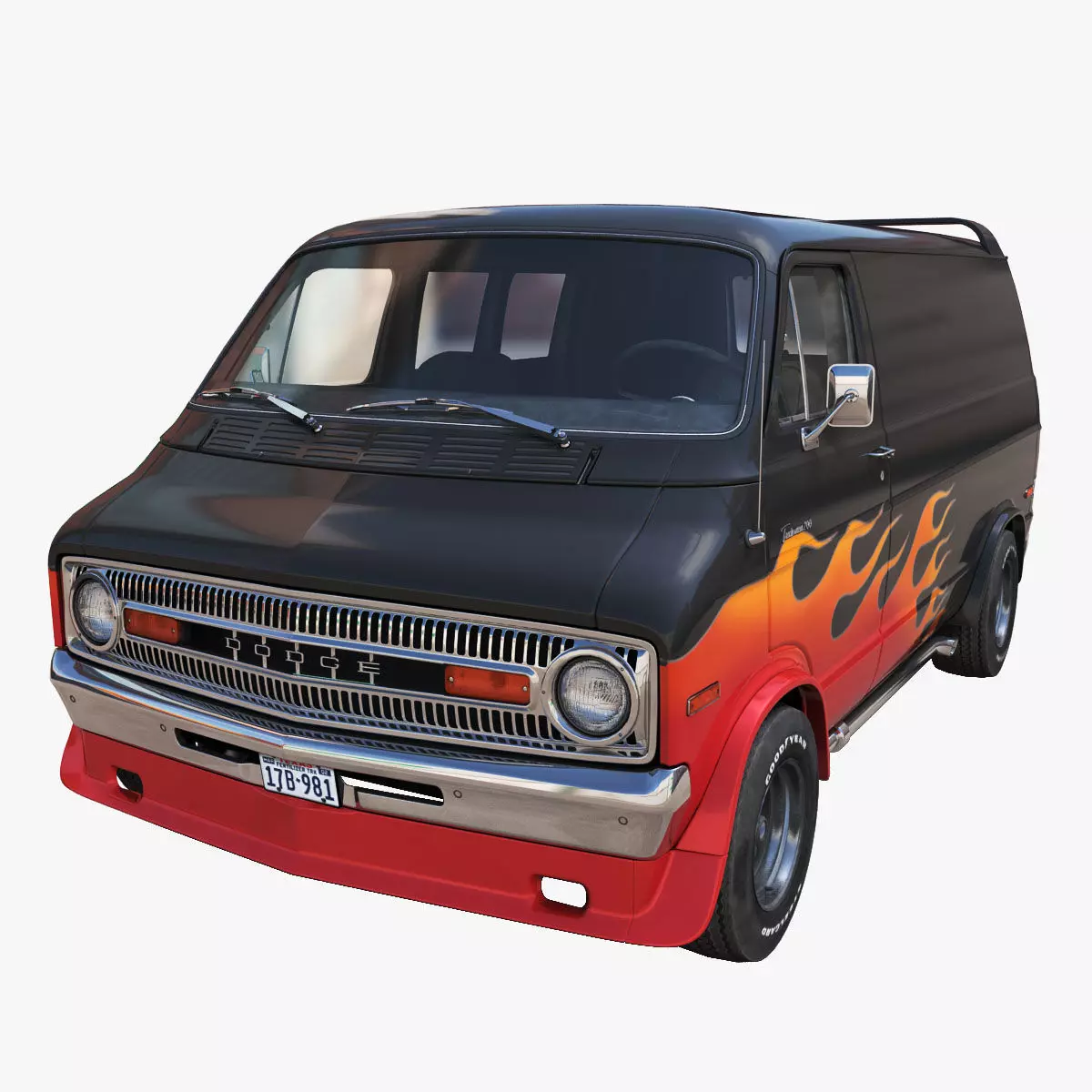 Dodge custom van Low-poly 3D model