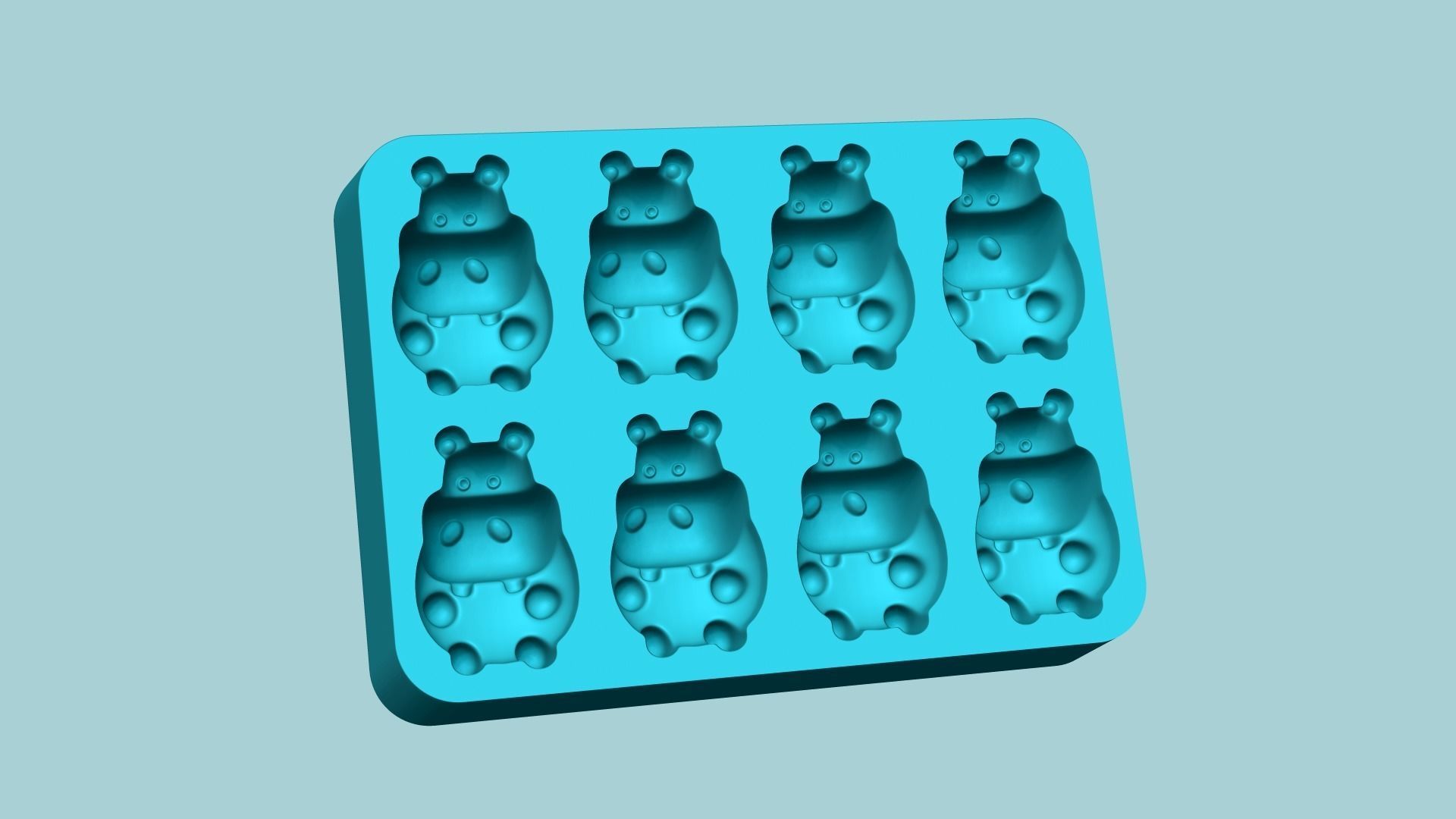 Jelly Candy Molding Hippopotamus - Gummy Mould 3D print model_6