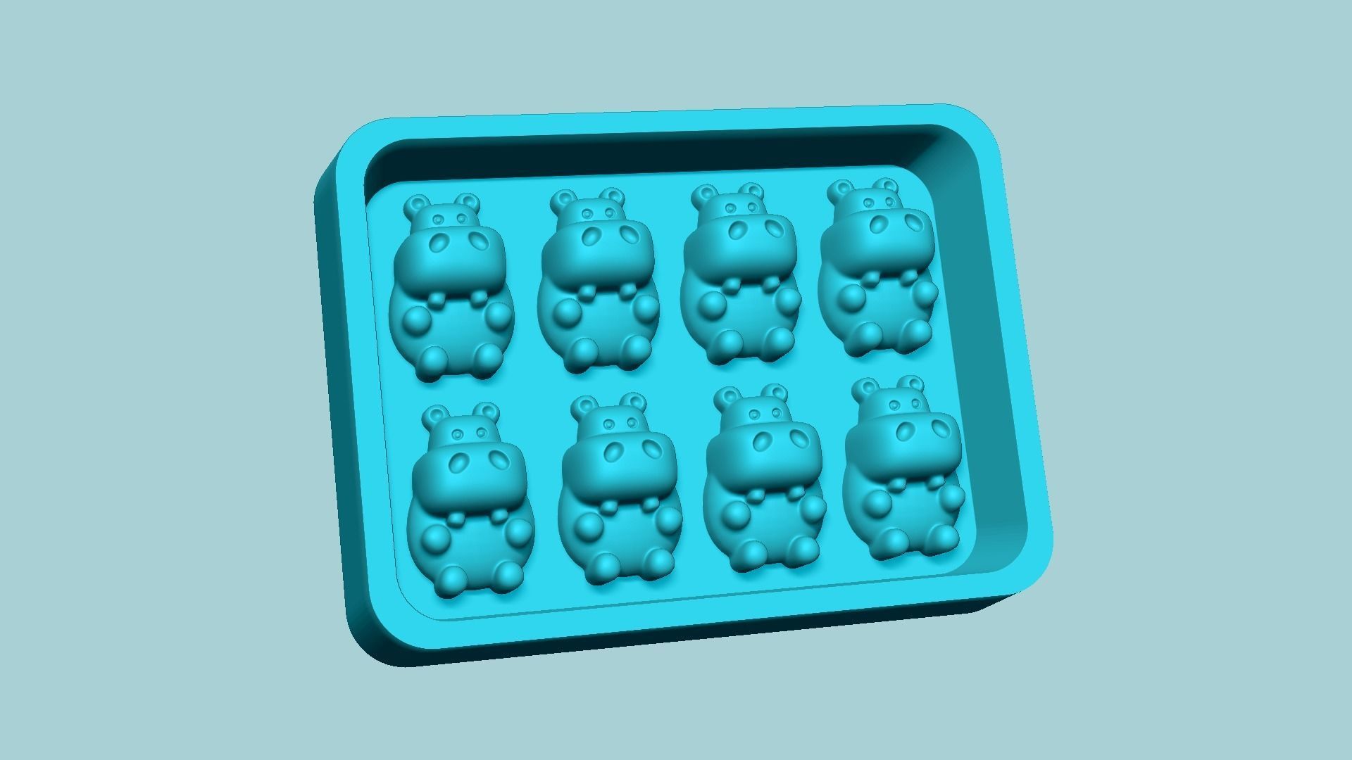 Jelly Candy Molding Hippopotamus - Gummy Mould 3D print model_7