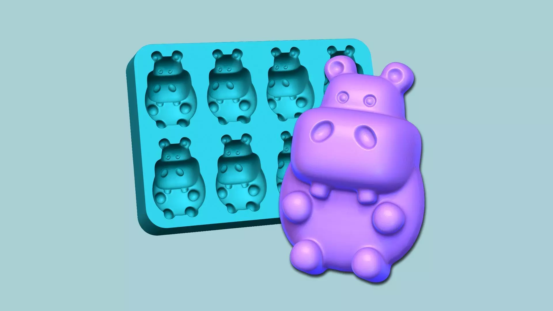 Jelly Candy Molding Hippopotamus - Gummy Mould 3D print model_0