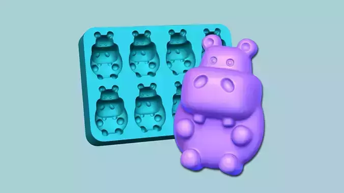 Jelly Candy Molding Hippopotamus - Gummy Mould 3D print model Jelly Candy Molding Hippopotamus - Gummy Mould 3D print model