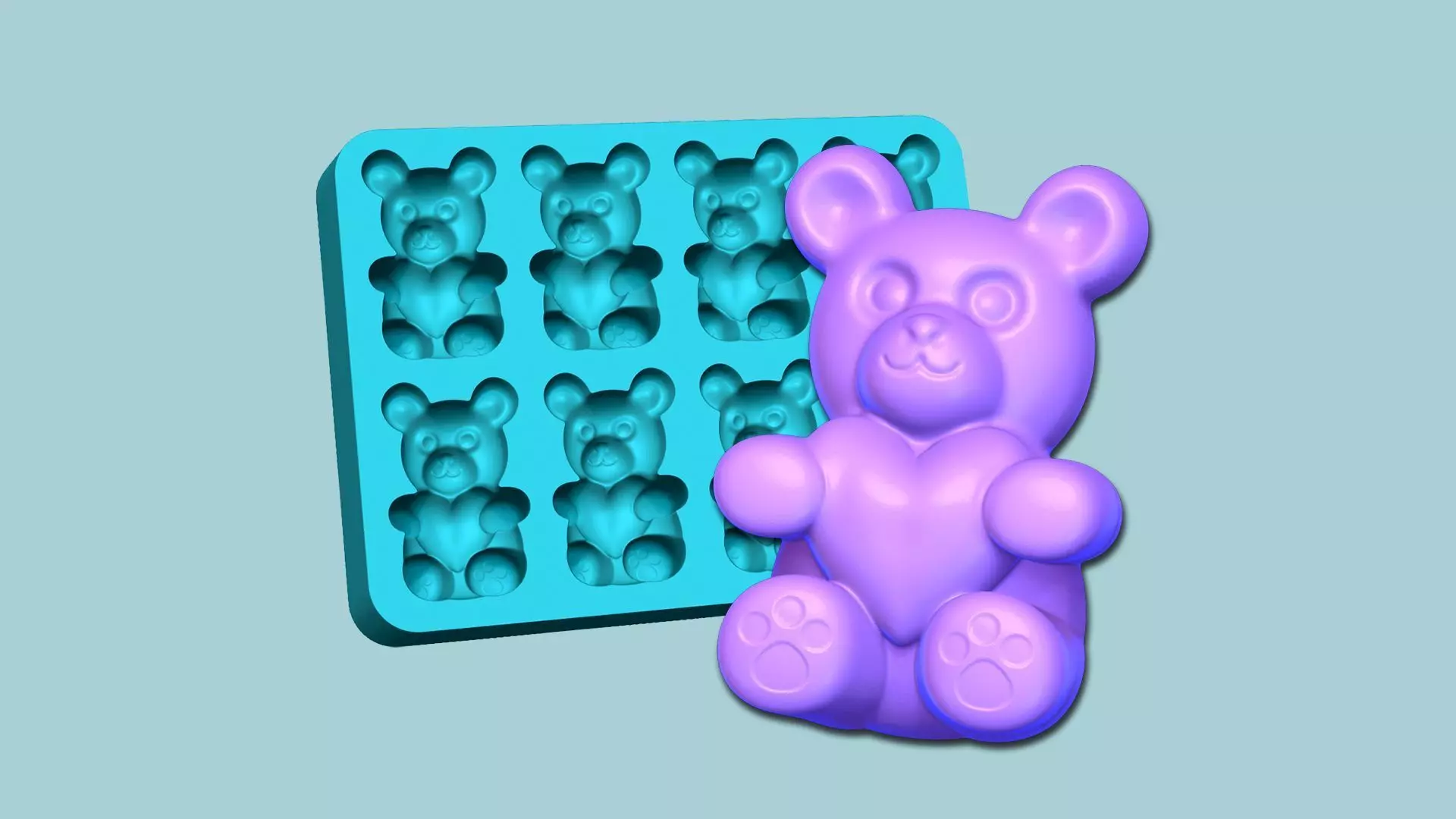 Jelly Candy Molding Bear Heart - Gummy Mould 3D print model