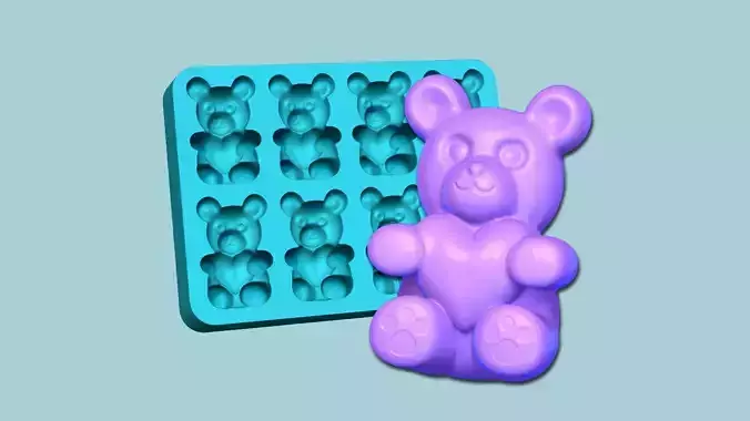 Jelly Candy Molding Bear Heart - Gummy Mould 3D print model