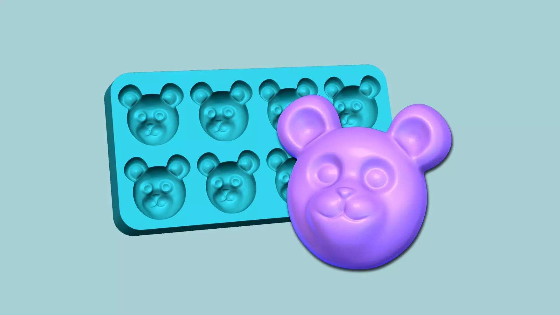 Jelly Candy Molding Bear Face - Gummy Mould 3D print model