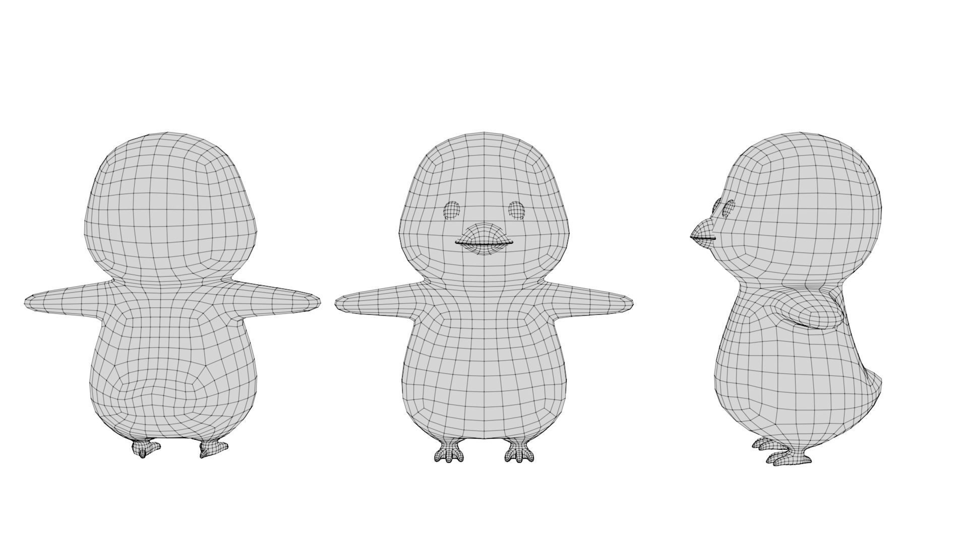 Rigged Cartoon Penguin Low-poly 3D model_5