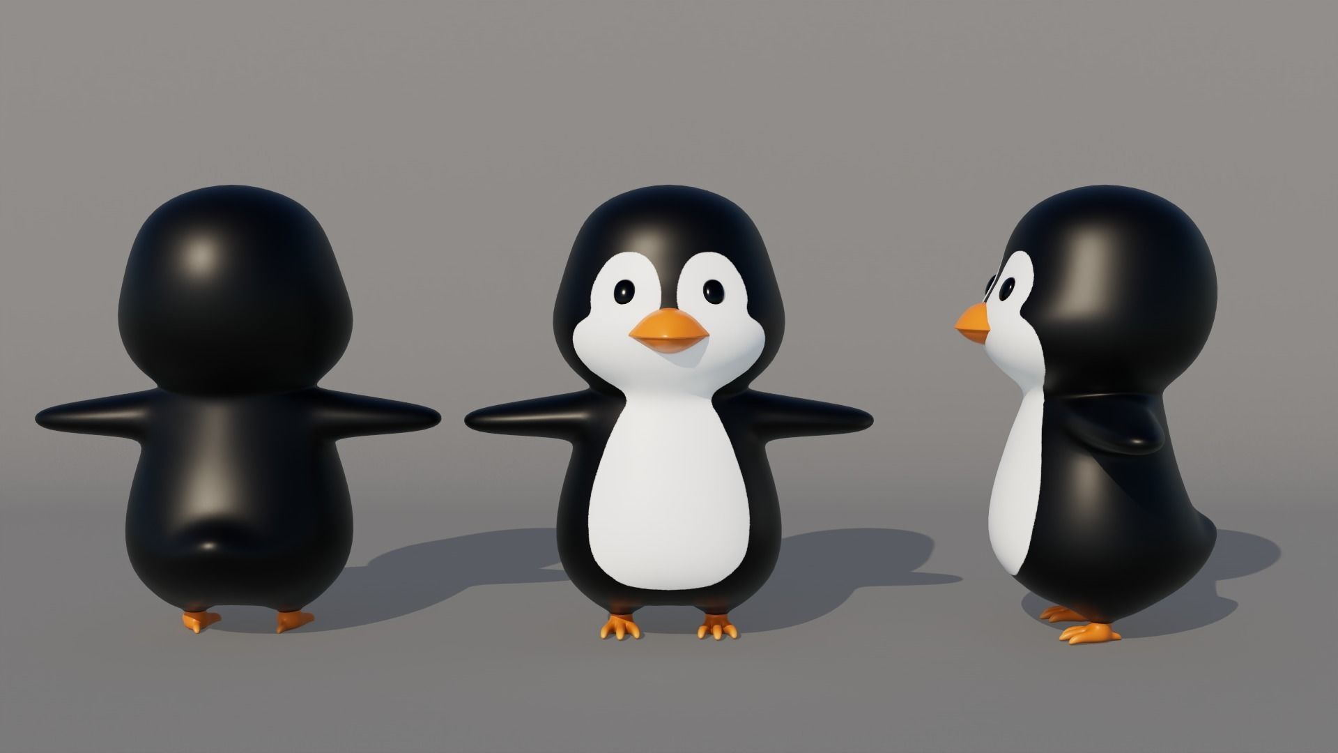 Rigged Cartoon Penguin Low-poly 3D model_2