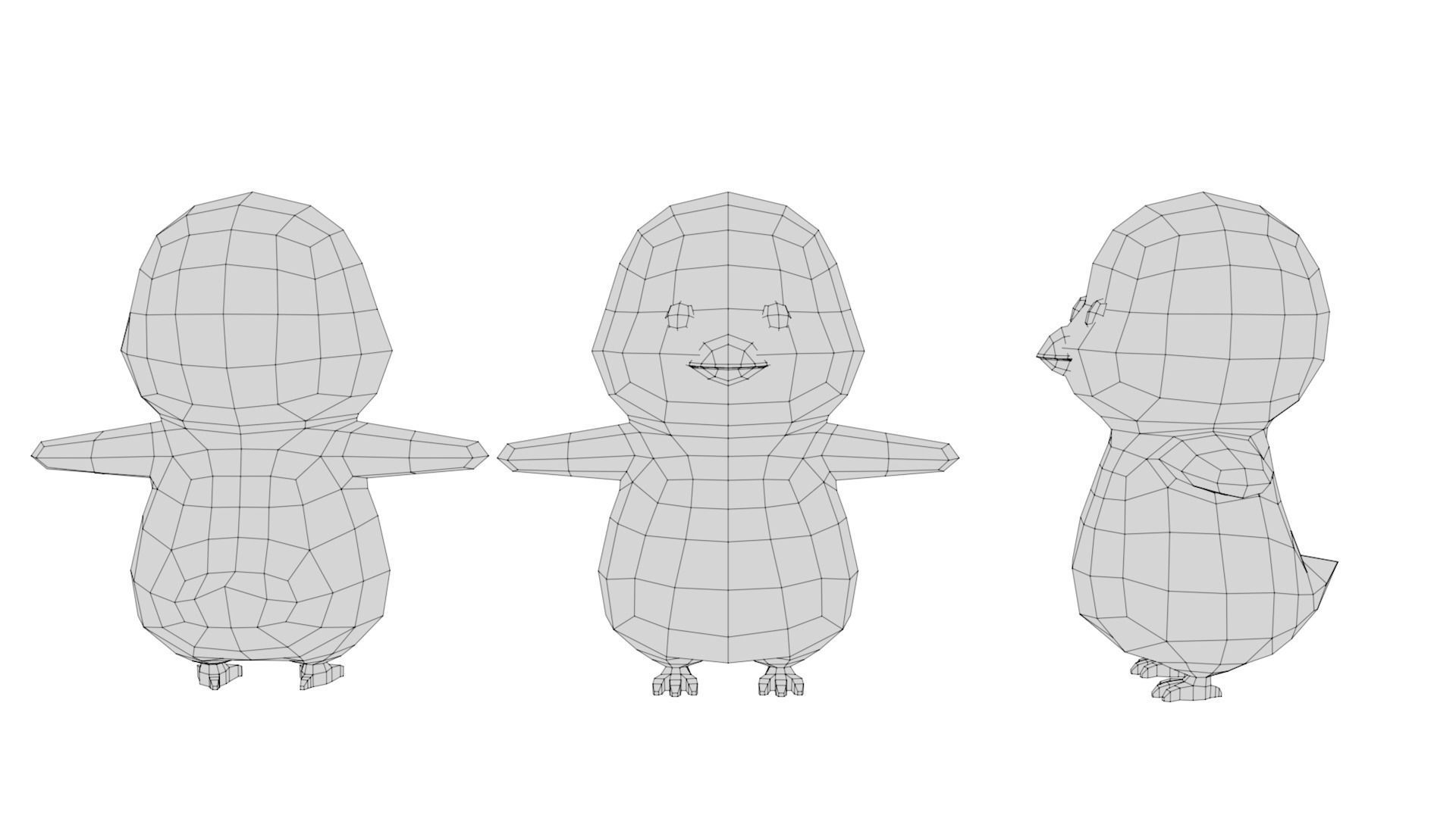 Rigged Cartoon Penguin Low-poly 3D model_6