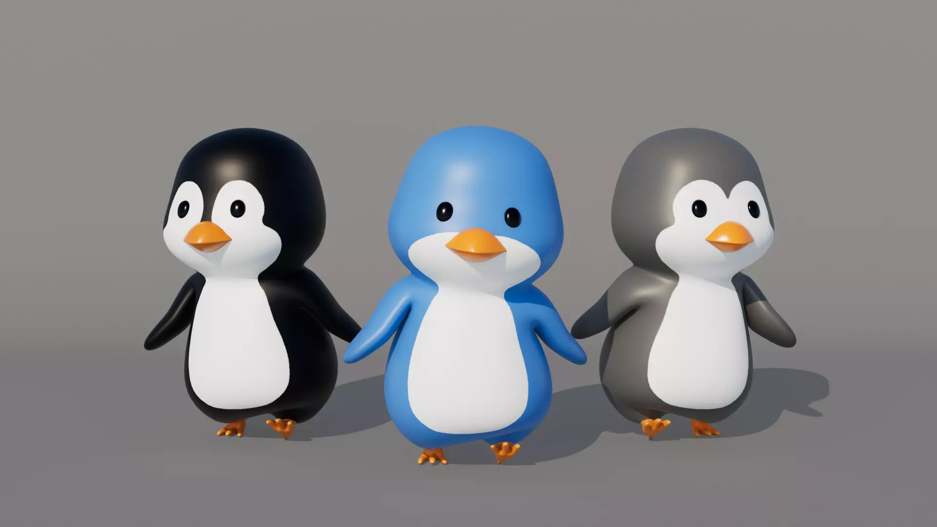 Rigged Cartoon Penguin Low-poly 3D model_0