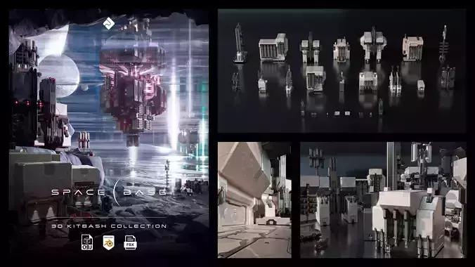 Space Base - Sci Fi Building Assets Blender 3D Kitbash Pack   3D model